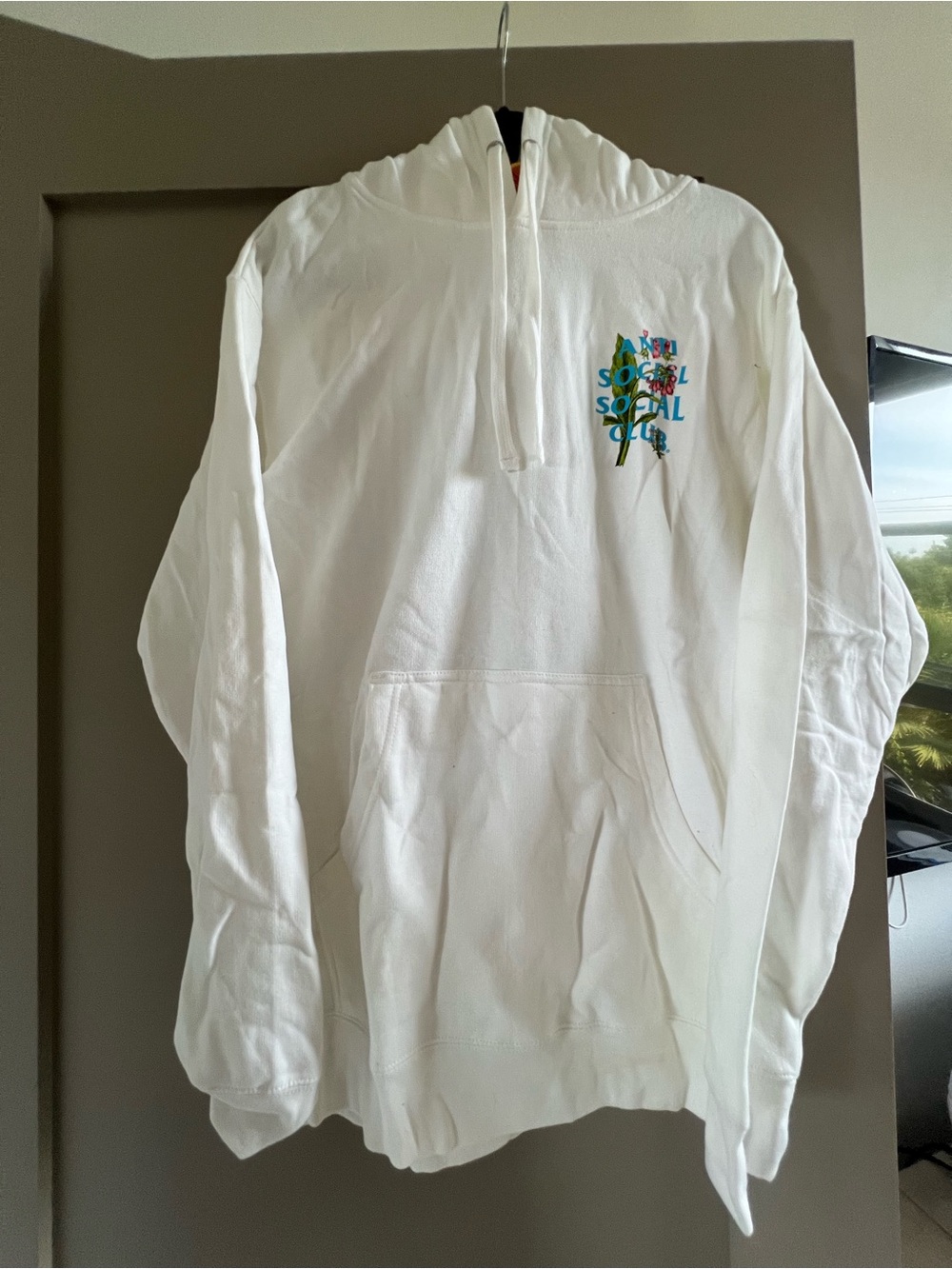 Anti Social Social Club White Hoodie with Yellow-Orange Tag